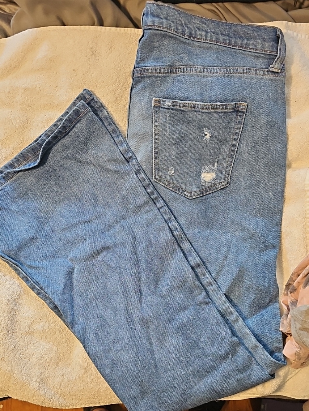 ARULA Light Blue High-Rise Flare Jeans with Distressed Back Pocket